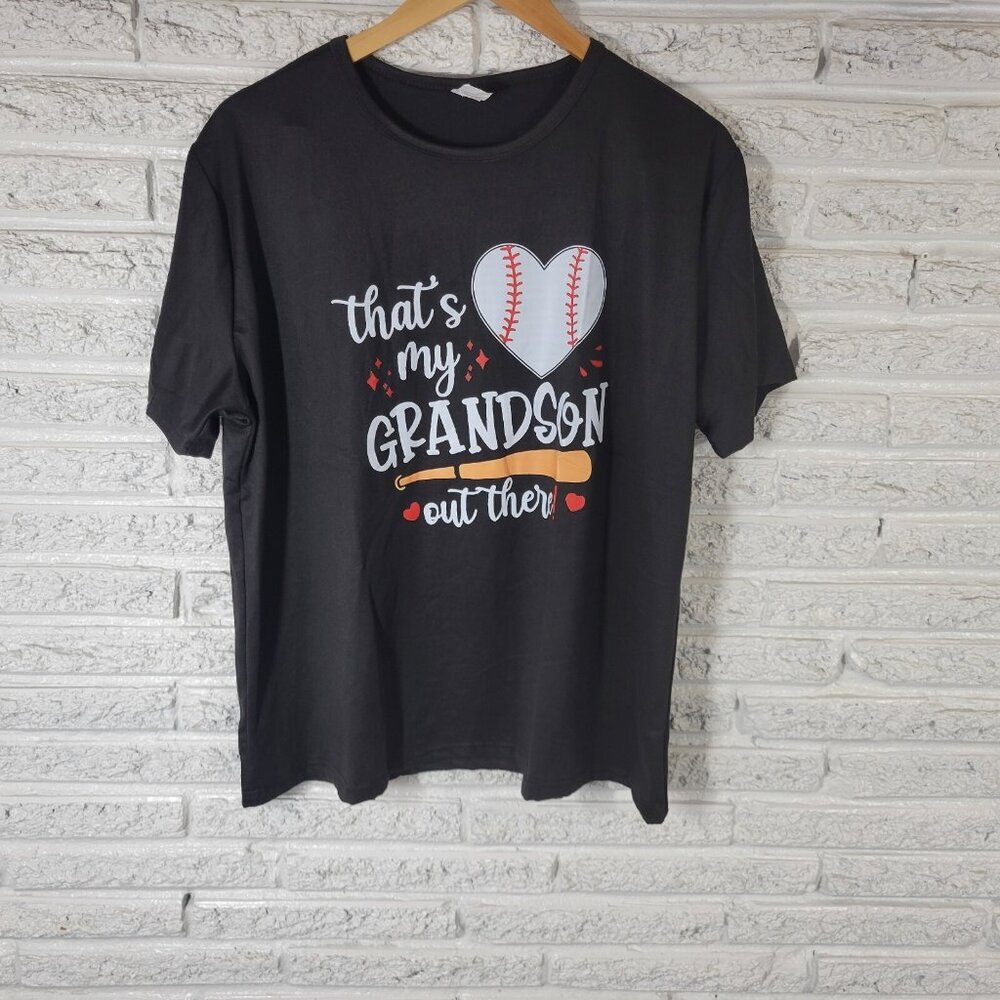 Thats My Grandson T-Shirt Womens 2XL Plus Black Grandma Gift NOV151E